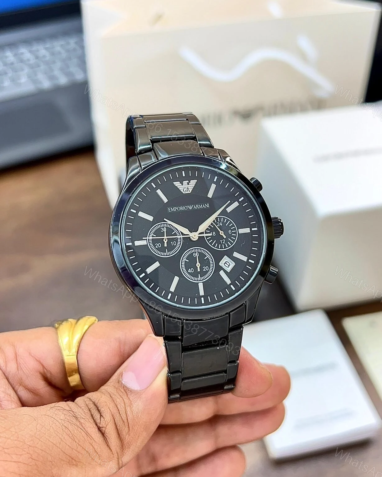 View 3 of Emporio Armani Mario 2488 Black Chronograph 43mm Quartz