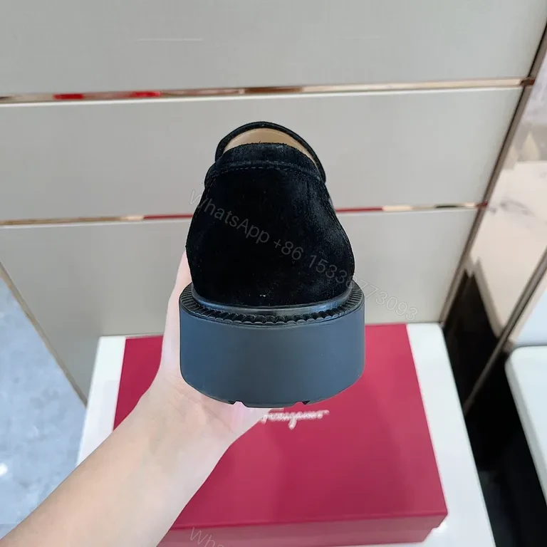 View 3 of Black Suede Loafer with Gancini Hardware â€“ Refined Everyday Style