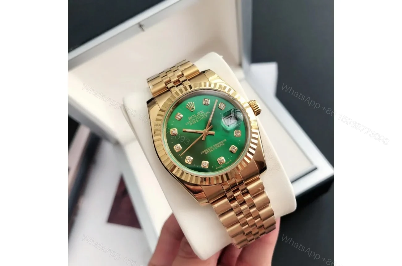 View 2 of Replica Rolex Datejust RG/RG Jub Green/Dial 36/28 mm
