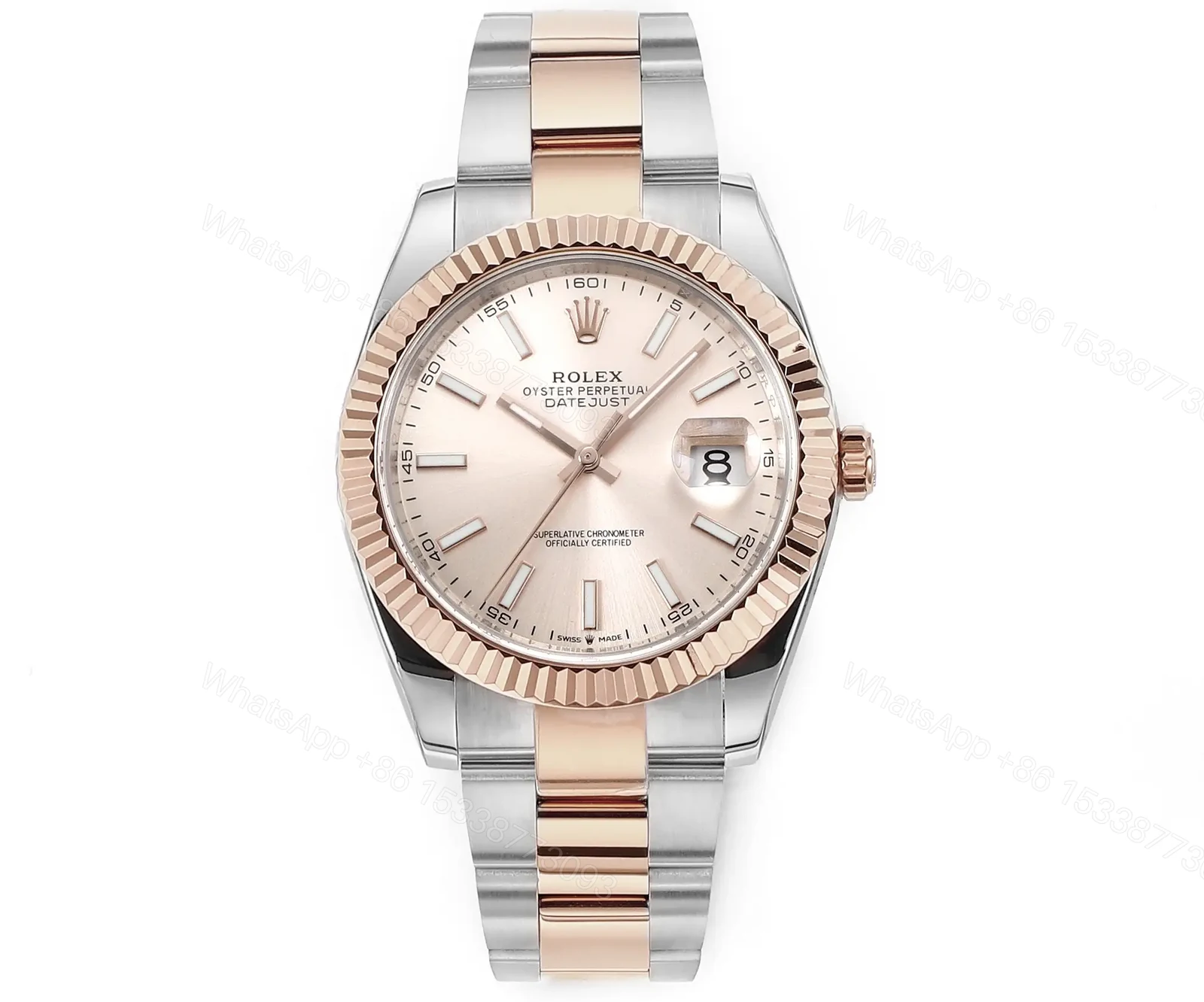 Rolex Datejust 41 Everose Rolesor Fluted Oyster Sundust Dial Watch 126331-0009 — view 1
