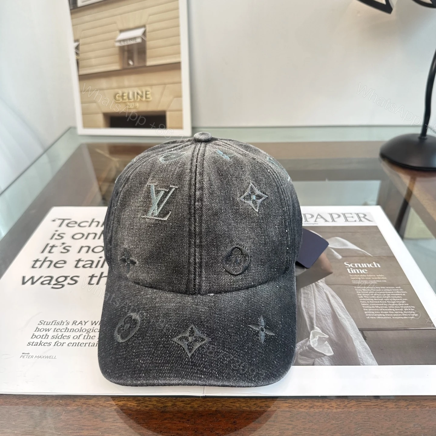 LV 高仿 老花壓紋牛仔棒球帽 做舊灰色休閒百搭款 — view 1