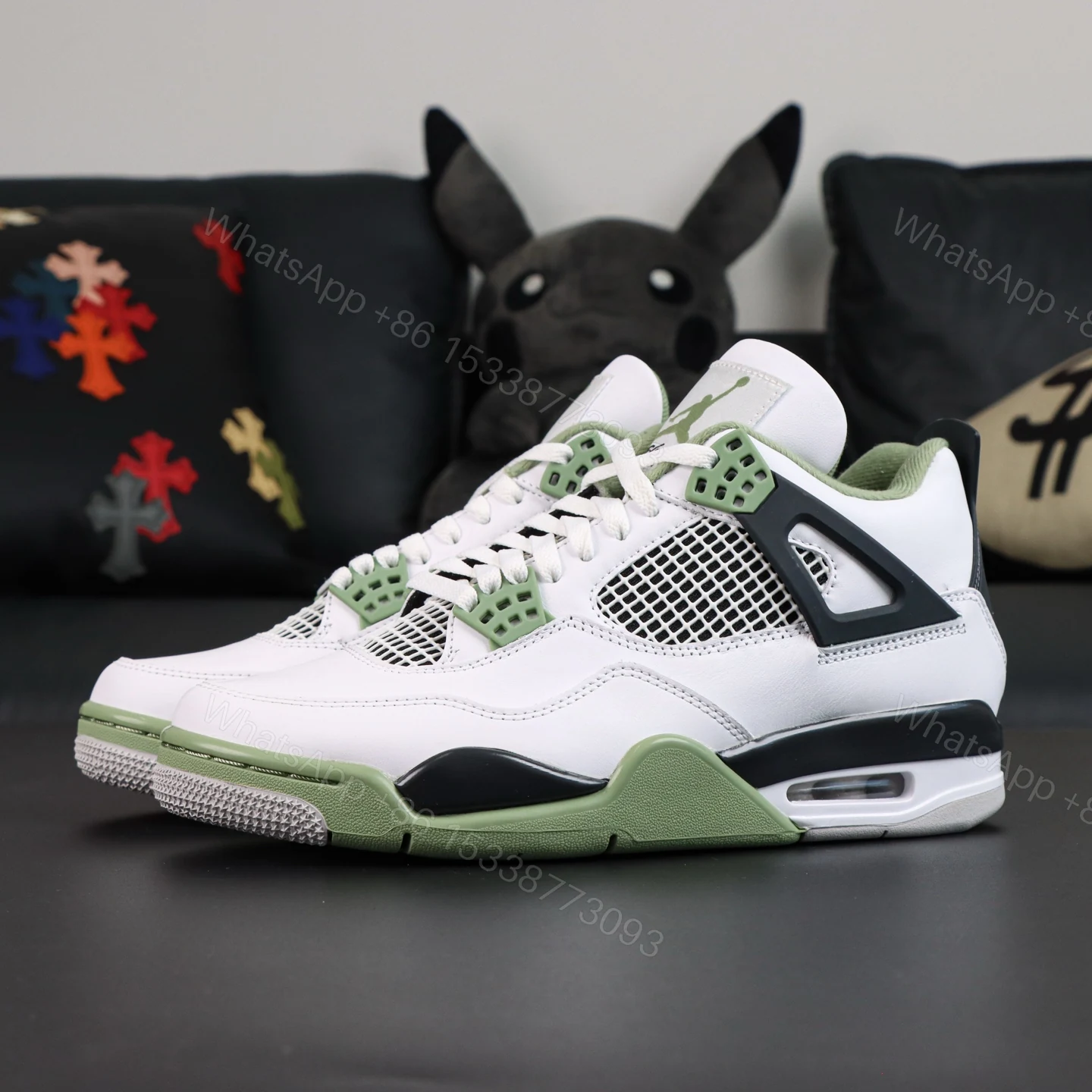 View 8 of Air Jordan 4 Retro “Seafoam” Oil Green​ Reps