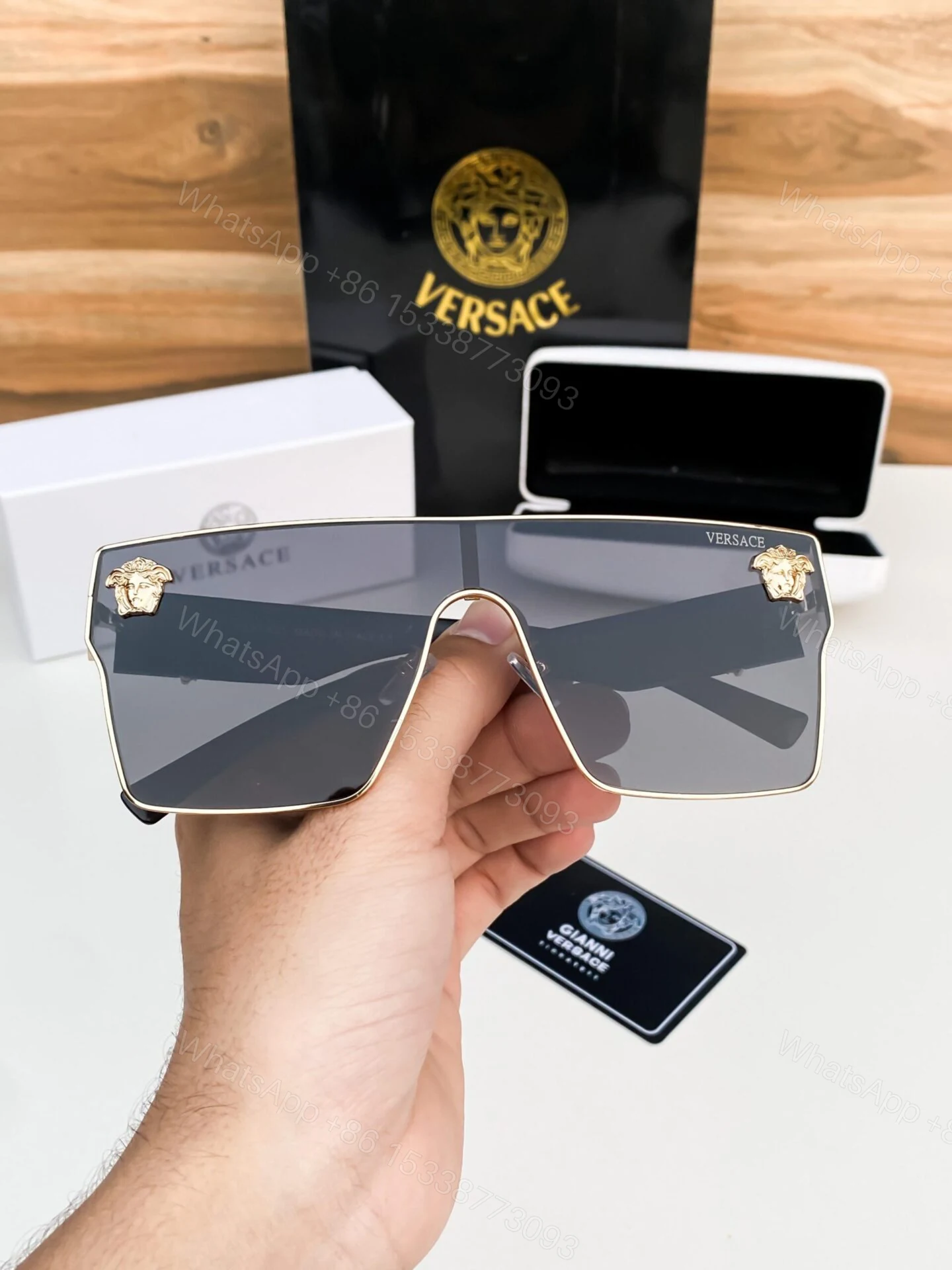 View 3 of Versace Men’s Sunglasses Black/Gray
