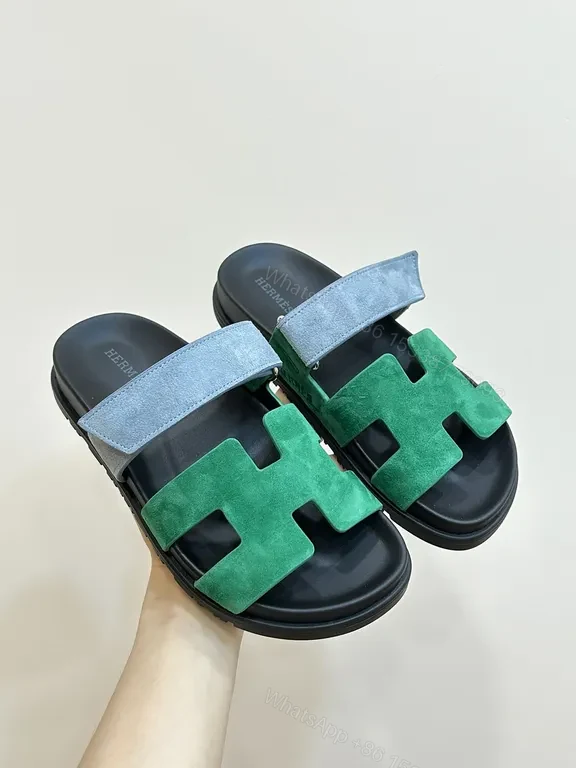 View 4 of Green & Blue Hermes-Style Sandals: Luxury Sneakers-Inspired Comfort