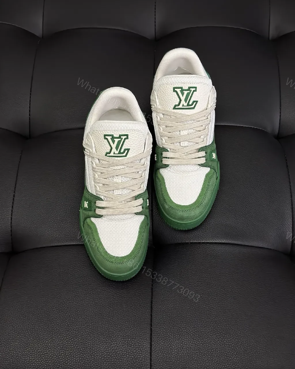 View 4 of Refined Court Sloan Sneakers: White & Emerald Green Lux Style