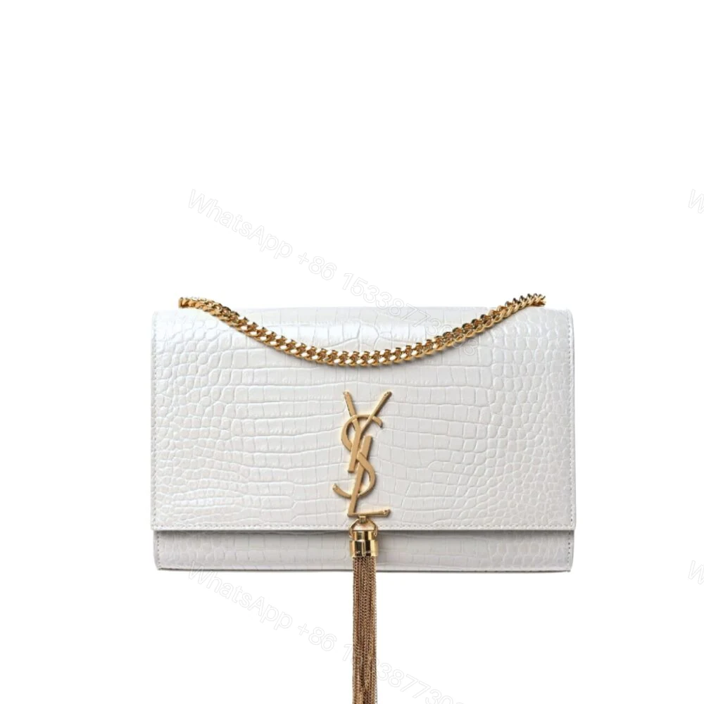 Saint Laurent Kate Tassel Medium Shiny White 24Cm 354119DND0J9207 — view 1