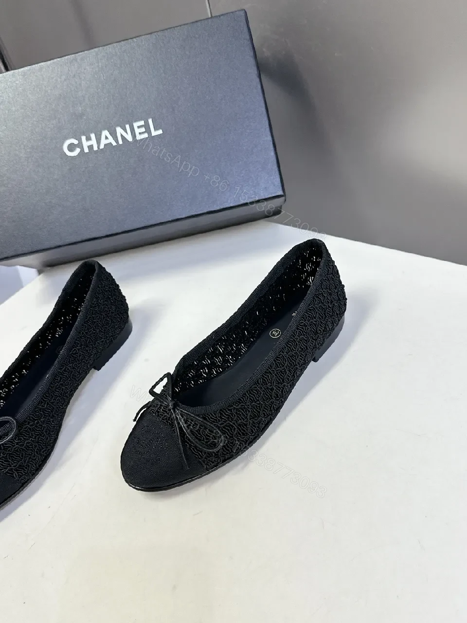 View 3 of Black Knit Chanel-Inspired Ballet Flats: Subtle Luxe Comfort