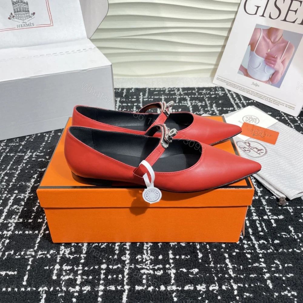 View 2 of 高仿Hermes*Kelly系列H251002Z06小牛皮休閒單鞋紅色免檢版