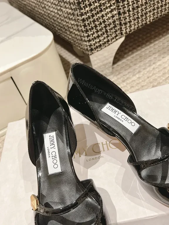 View 5 of Elegant Satin-Lined Pointed-Toe Heels with Gold Accent, Patent Black, Luxury Style, All-Day Comfort, Heels
