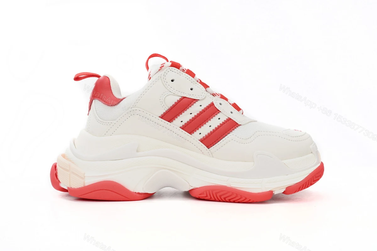 View 4 of adidas x Balenciaga Triple S White Red Bar