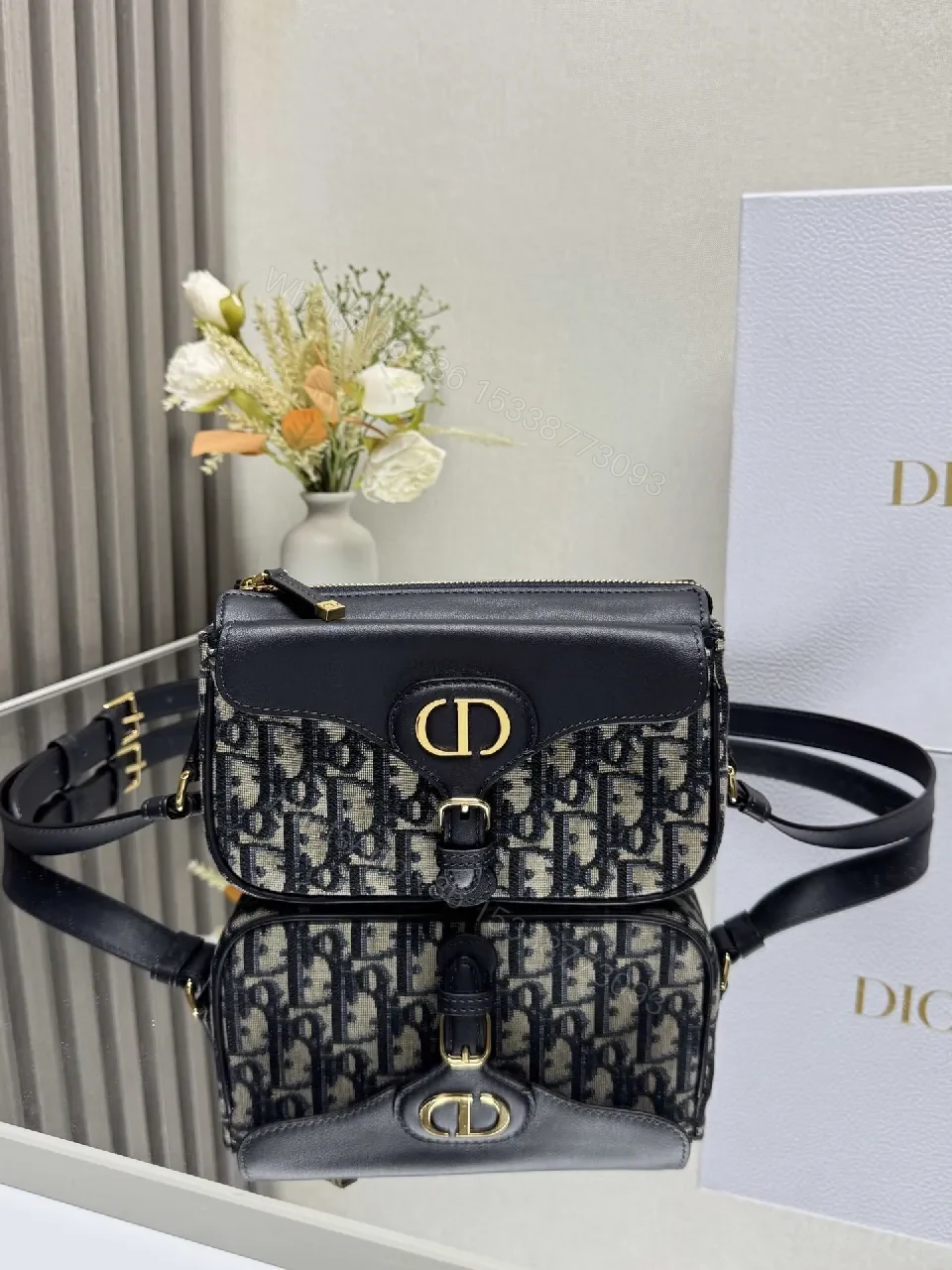 Compact Monogram Satchel: Black Leather Trim Bag — view 1