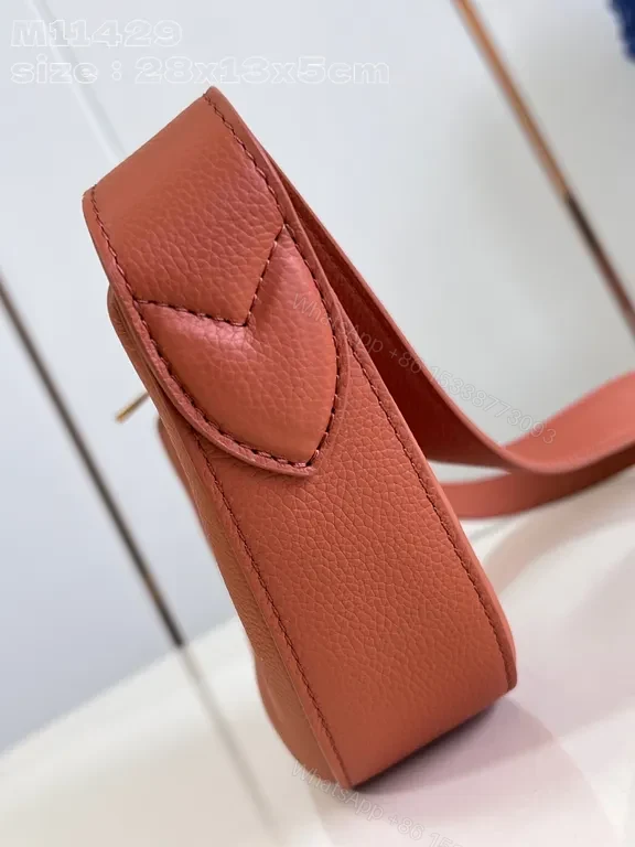 View 6 of Leather Belt Bag: Subtle LV Logo, Crescent Shape, Crossbody Carry