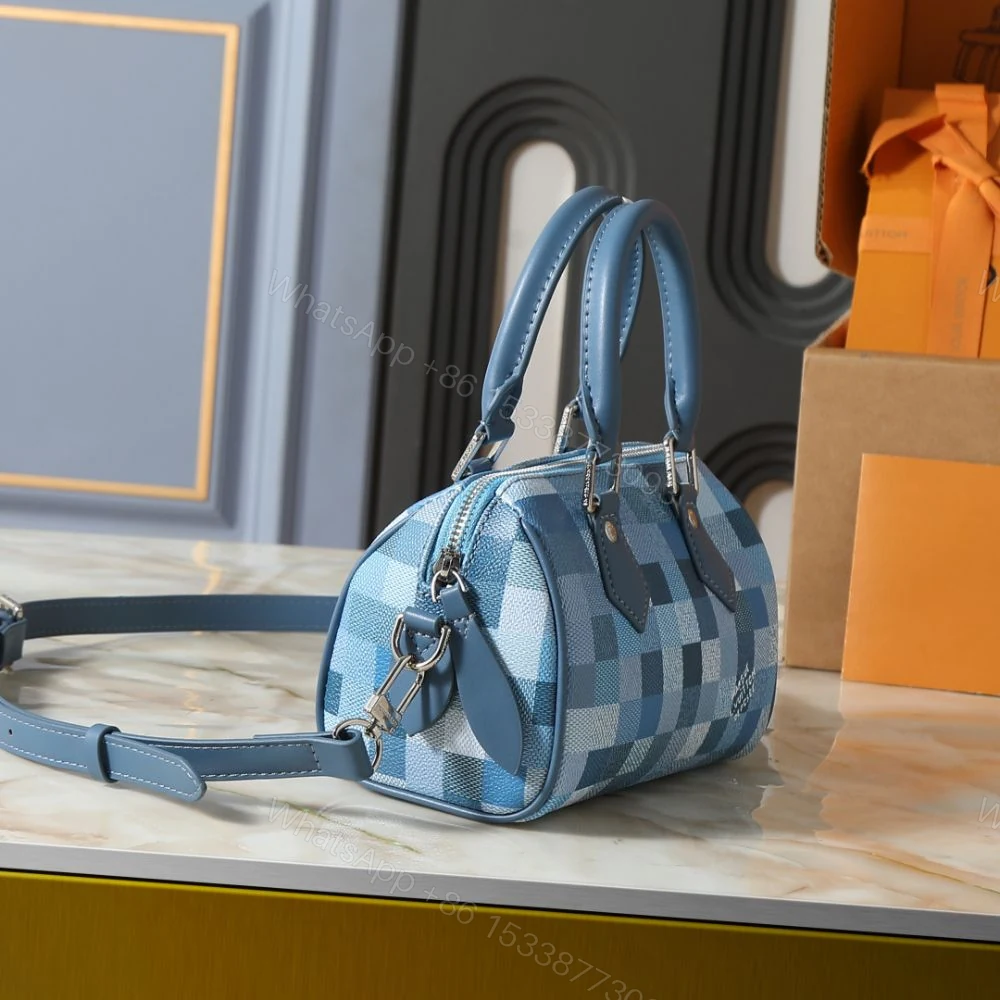 View 4 of Louis Vuitton Speedy 18 Bandoulière Blue 18Cm M29050