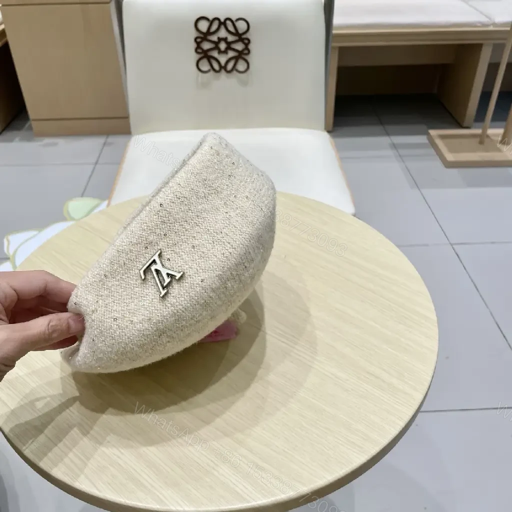 View 7 of Glitter Beret with Luxe LV-Style Motif, All-Day Shine