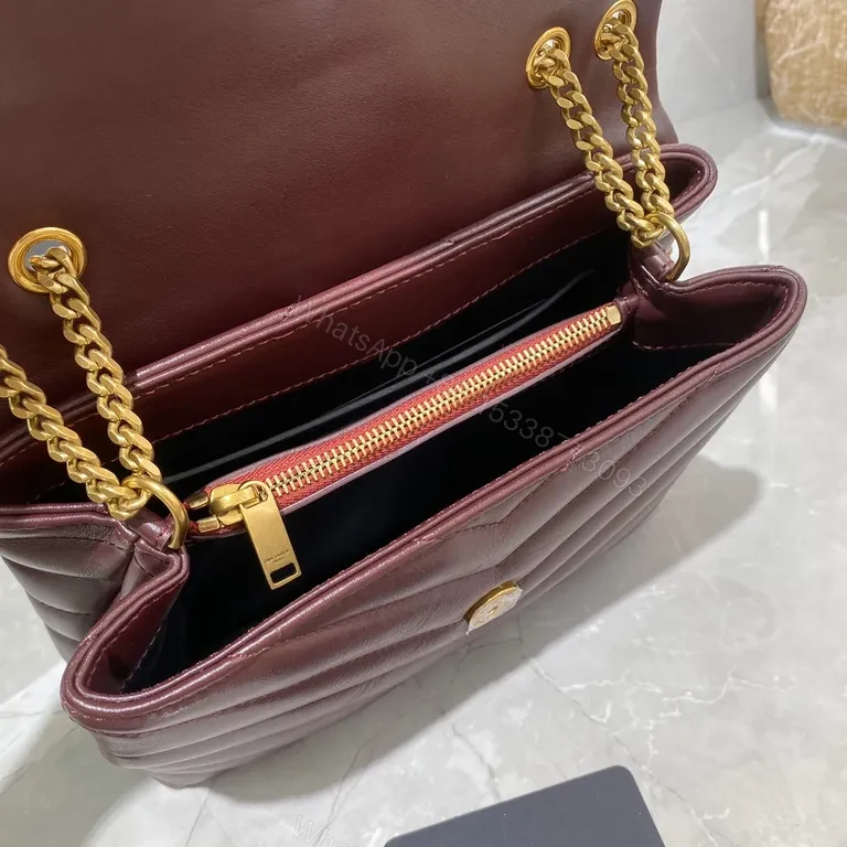 View 6 of Quilted Burgundy YSL Shoulder Bag â€” Bold, Iconic Accessory