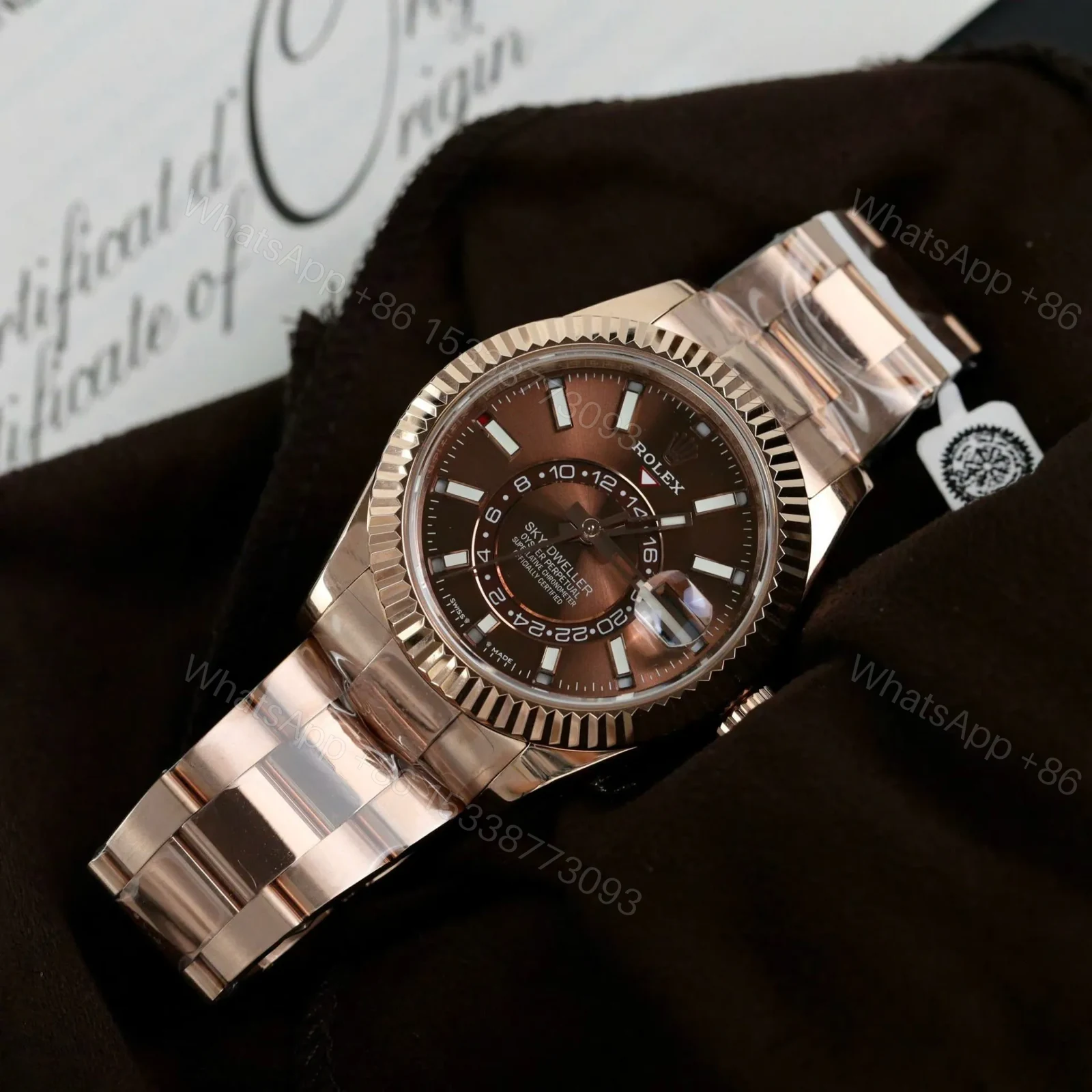 View 2 of Replica Rolex Sky-Dweller Chocolate Dial 326935