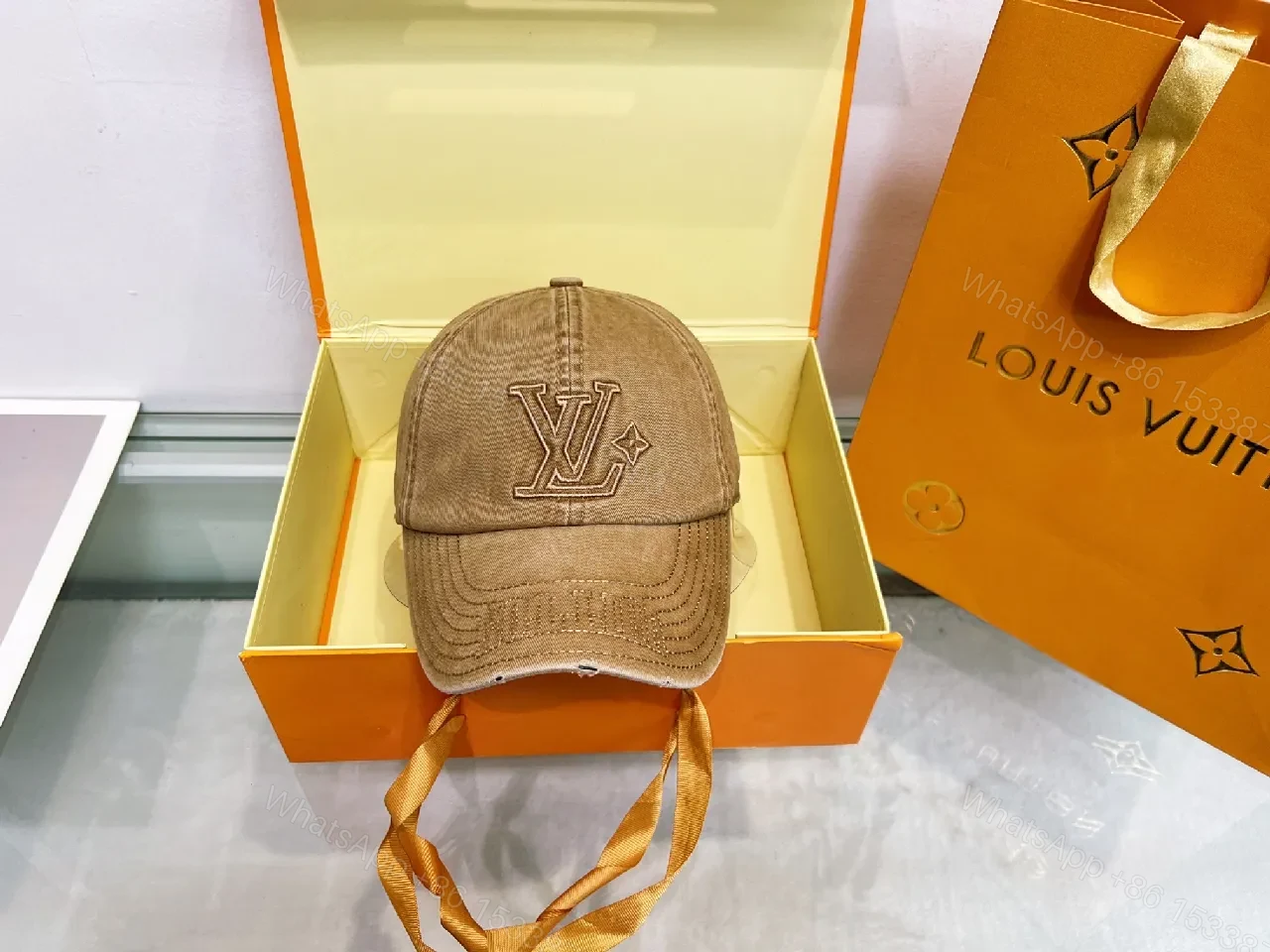 View 15 of Distressed Cotton-Twill Cap: Subtle LV Monogram Luxury
