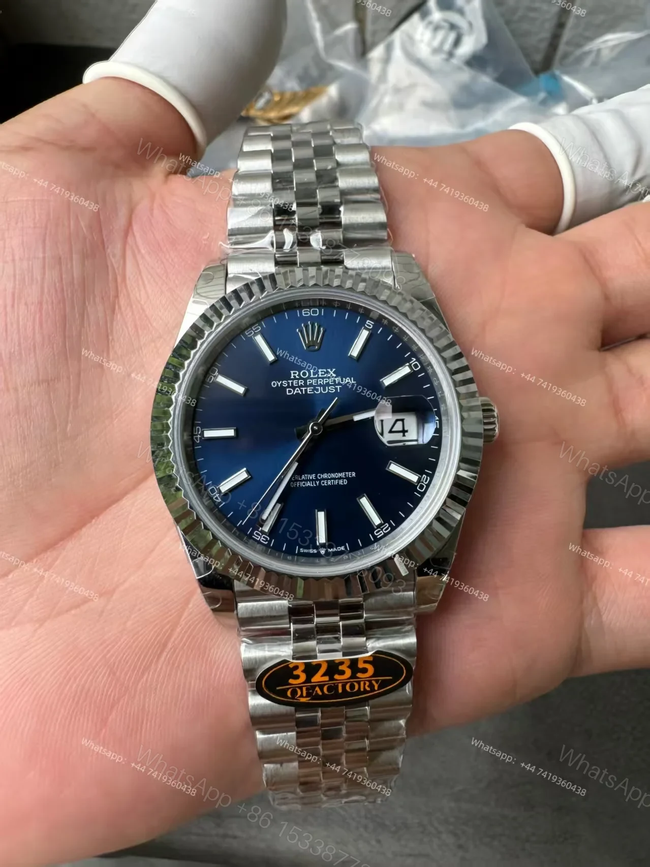 View 4 of Rolex Datejust M126334 Blue Dial 1:1 Replica Jubilee 41MM 3235 Movement Super Clone Watch