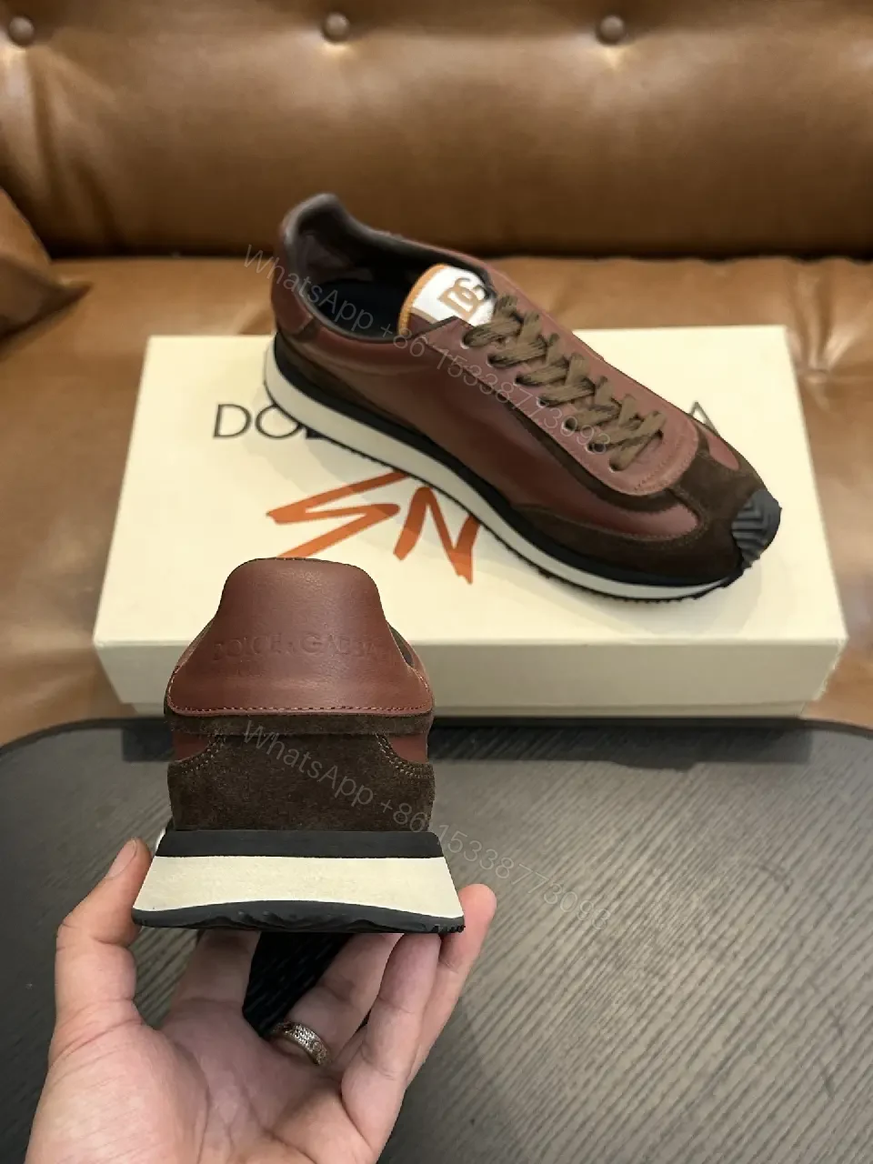View 7 of Chestnut Patchwork Runner: Leather & Suede, Luxury Sneaker
