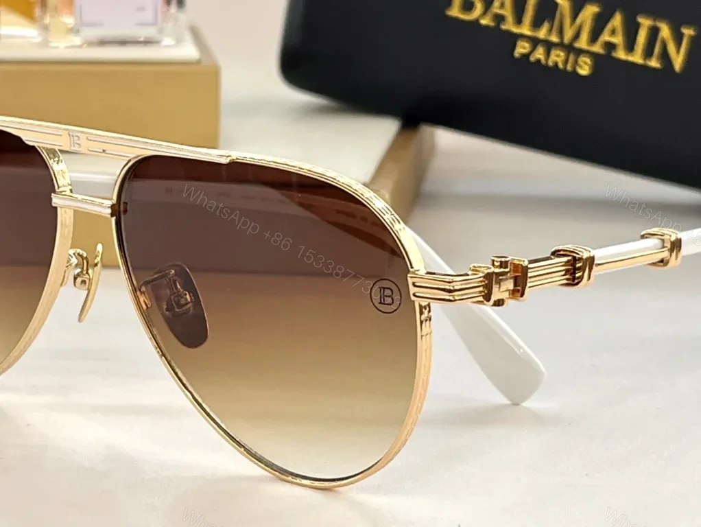 View 4 of Gold-Tone Balmain Aviators: Luxe Gradient Lenses Sunglasses