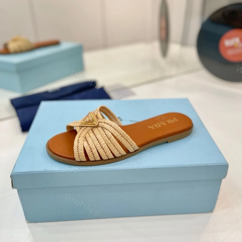 View 5 of Prada Crochet Slides Cognac Brown