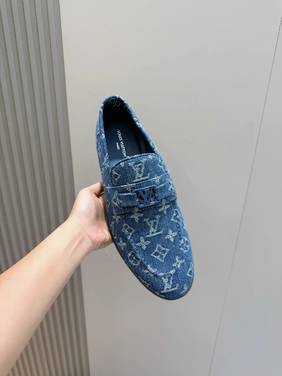 View 2 of Denim Monogram Loafer: Modern Comfort & Signature Texture