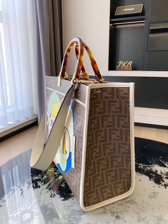 View 3 of Bold Canvas Satchel: Fendi-Inspired Graphic Luxury Bag