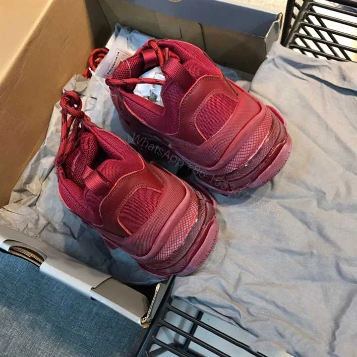 View 3 of BALENCIAGA TRIPLE S CLEAR SOLE SNEAKER IN RED – BB171