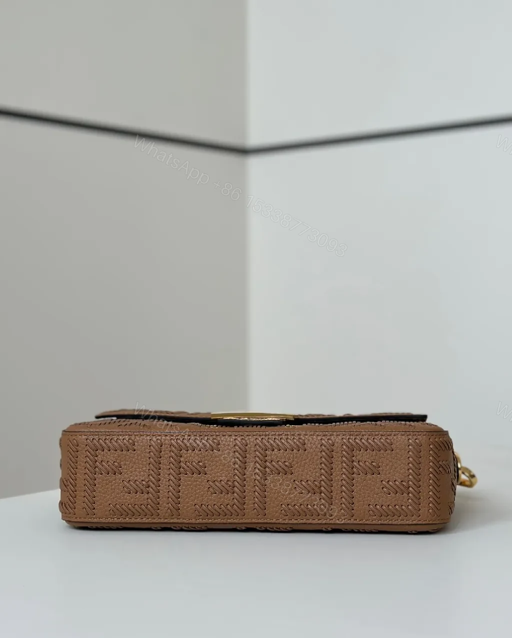 View 6 of Structured Chic Monogram Crossbody: Gold-Hardware Elegance Bag