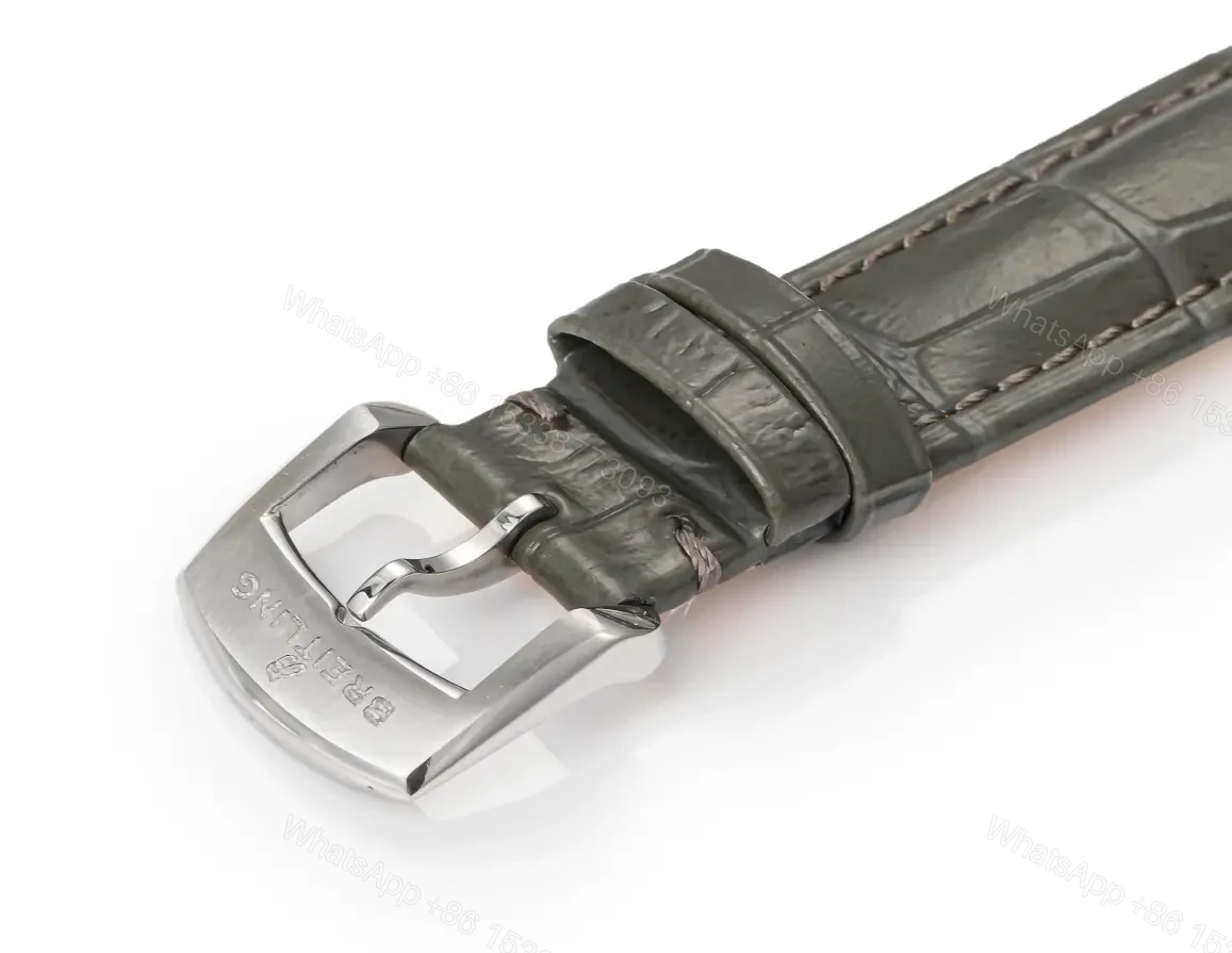 View 8 of OM Factory Breitling Women’s Navitimer Automatic Watch – Grey Dial, Stainless Steel Case, Leather Strap