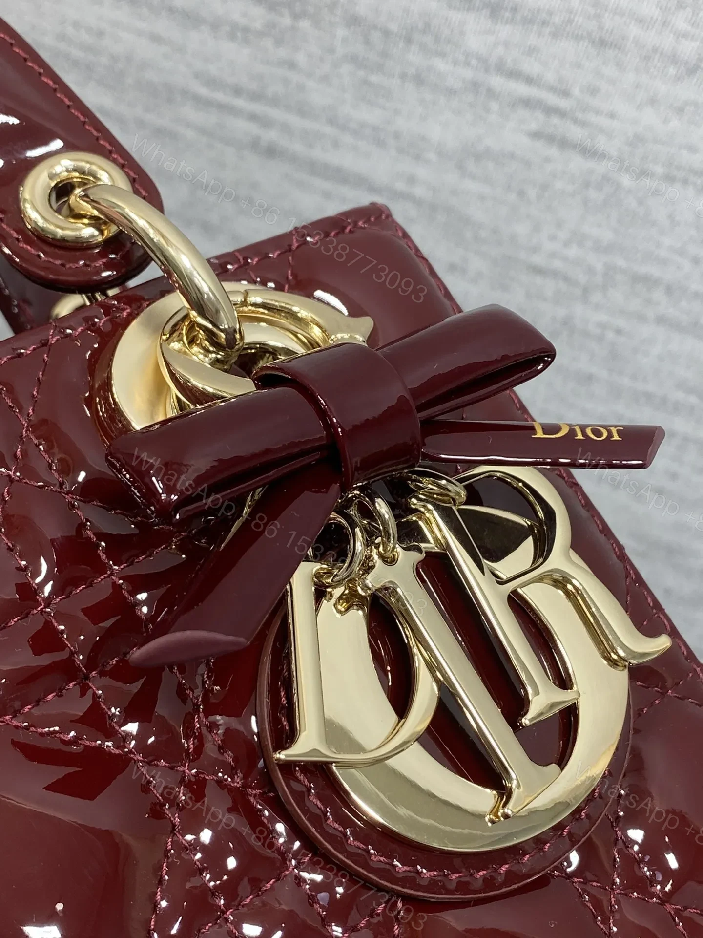 View 3 of CHRISTIAN DIOR LADY DIOR BURGUNDY GOLD HARDWARE