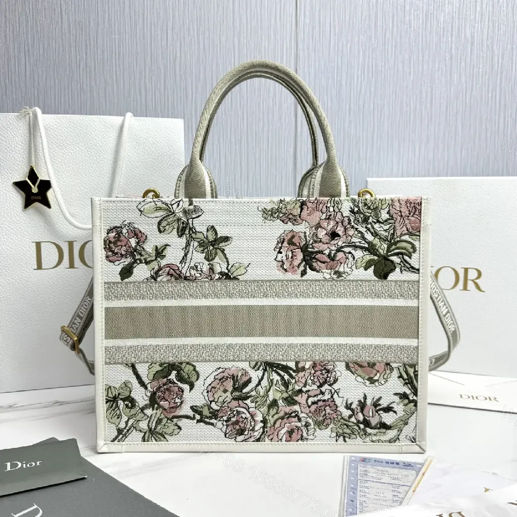 View 7 of Floral Tapestry Tote: Canvas & Leather, Signature Dior-inspired Luxury