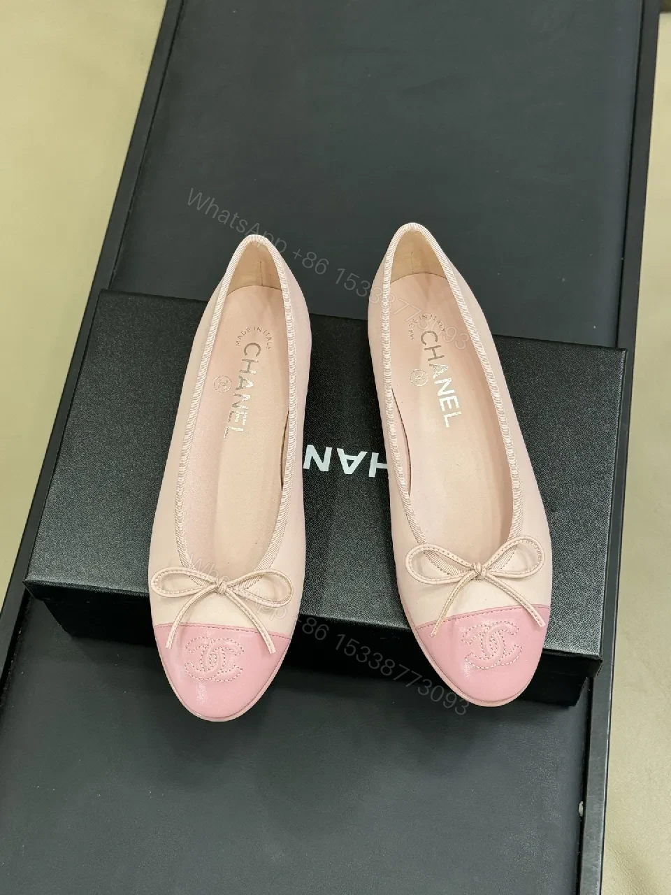 View 4 of Soft Pink Leather Ballet Flats with Quilted Accent and Bow