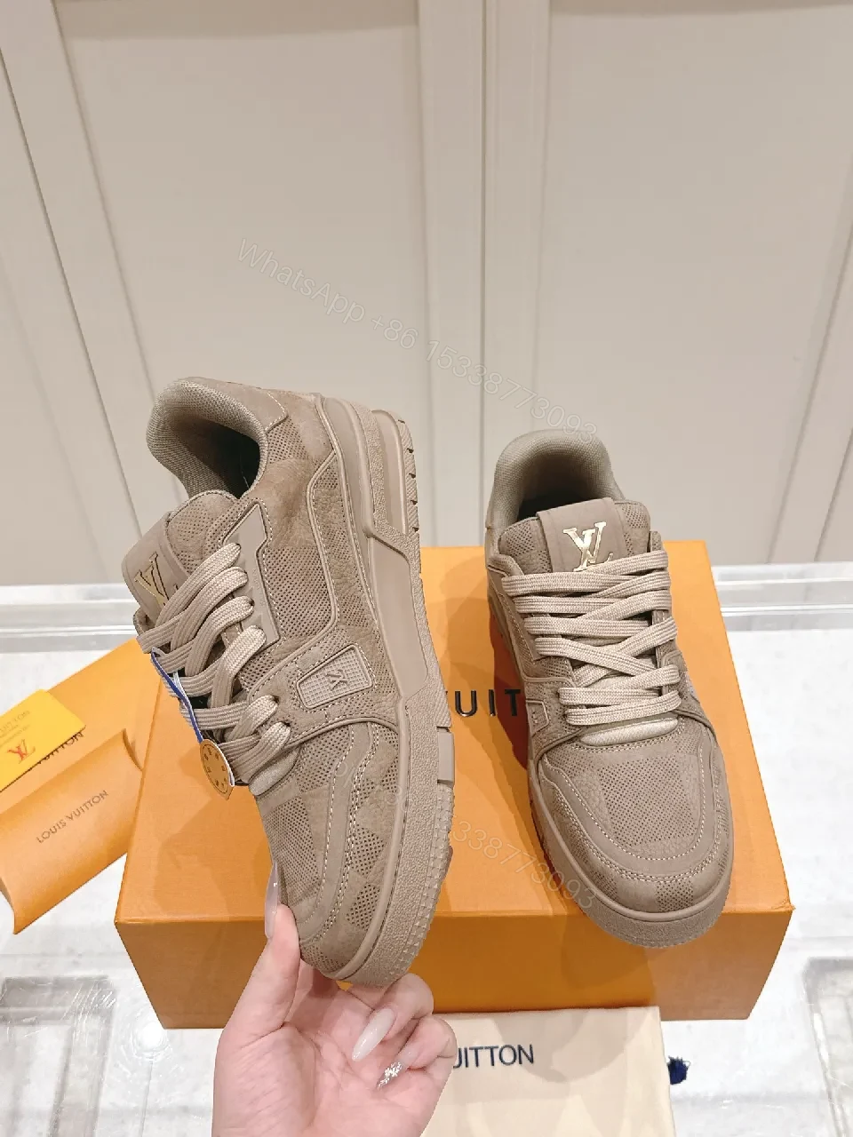 View 4 of Taupe Textured Luxe Sneakers - All-Season Comfort