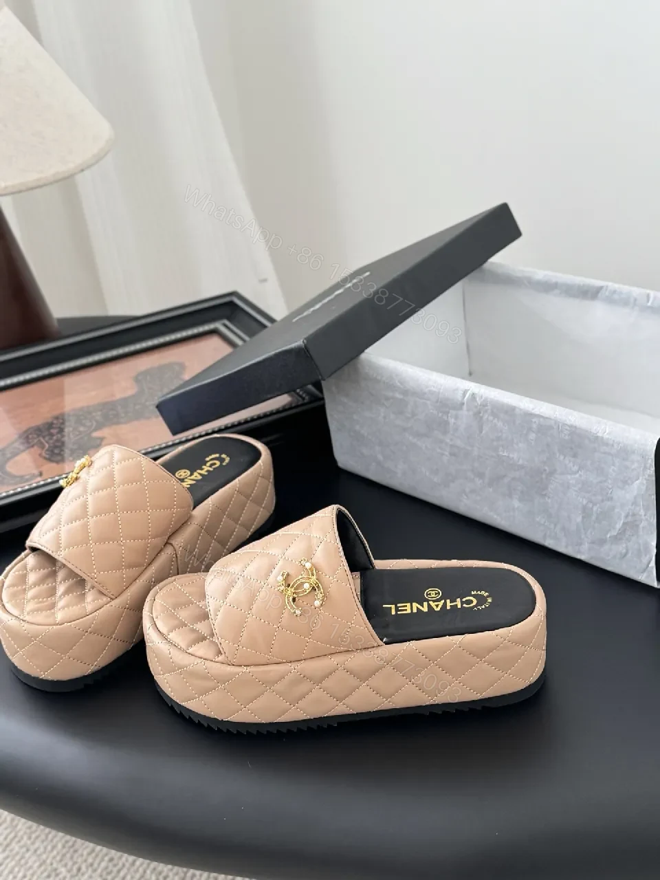 View 5 of Quilted Blush Leather Slides – Luxe Everyday Comfort