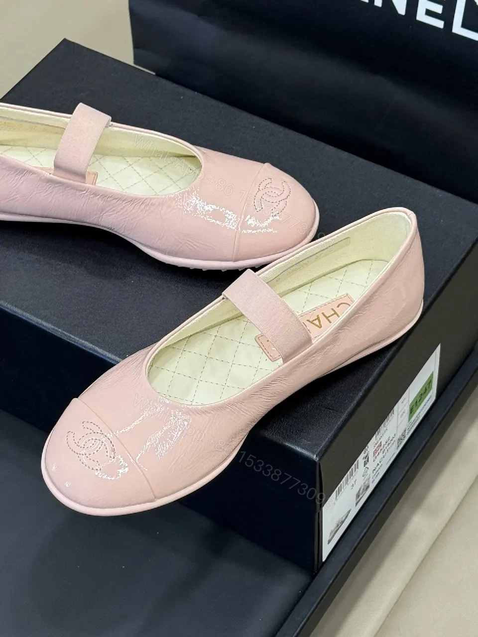 View 6 of Soft Pink Quilted Slip-Ons with Subtle Detailing Flats