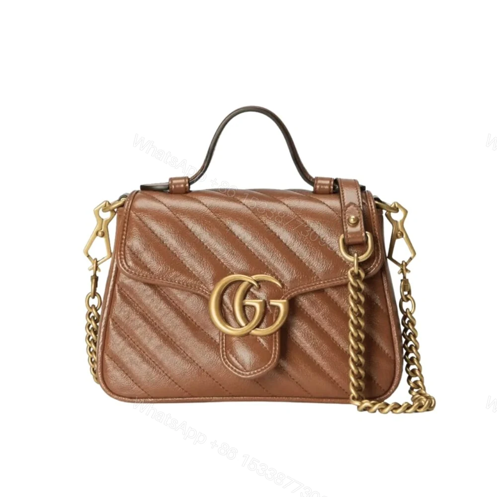Gucci GG Marmont Mini Top Handle Bag Brown 20Cm — view 1