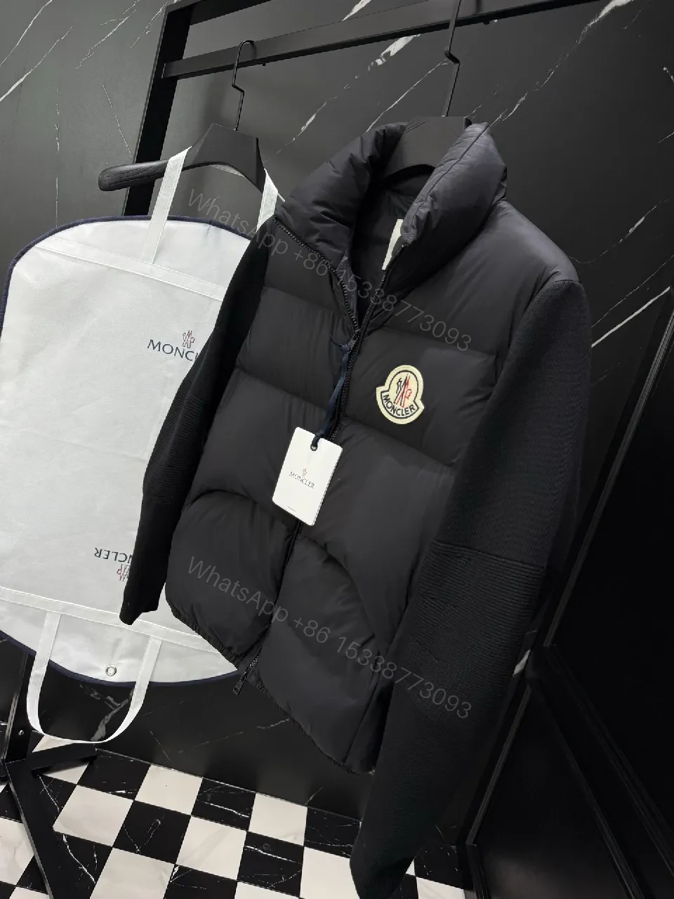 Compact Puffer Jacket - Knit-Sleeve, Water-Repellent, Luxe Casual Outerwear — view 1