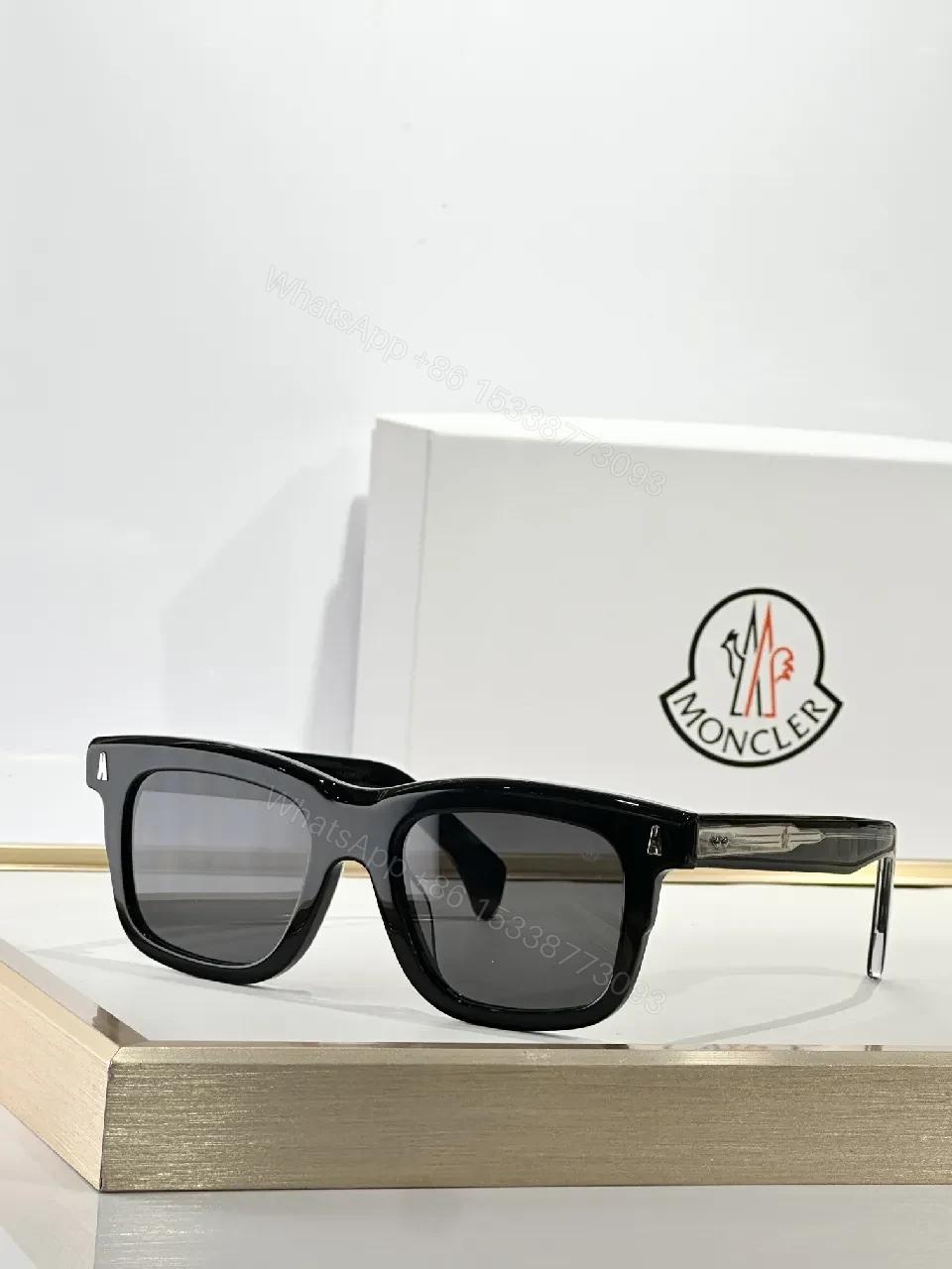 View 3 of Translucent Frame Sunglasses with Amber Lenses and Gold Accents