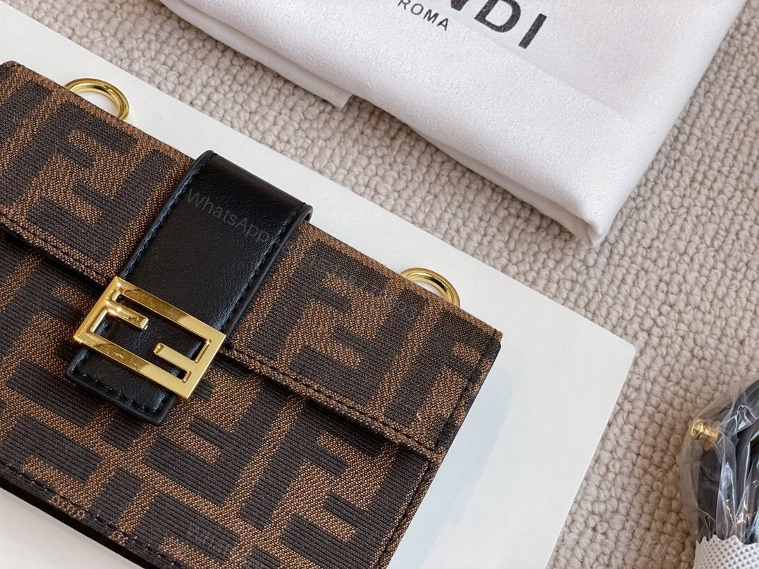 View 2 of Fendi Mini Baguette Brown Fabric Bag