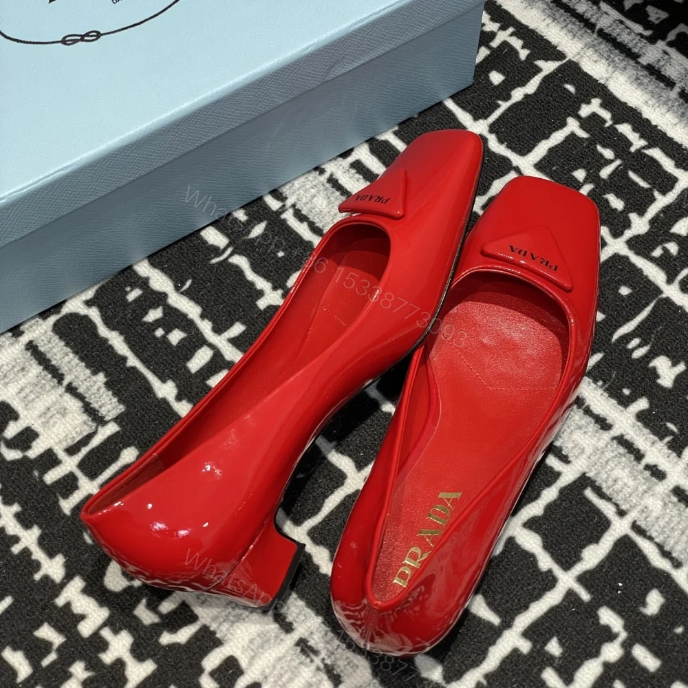 View 4 of 高仿Prada*1l628M方頭粗跟單鞋3.5CM紅色免檢版