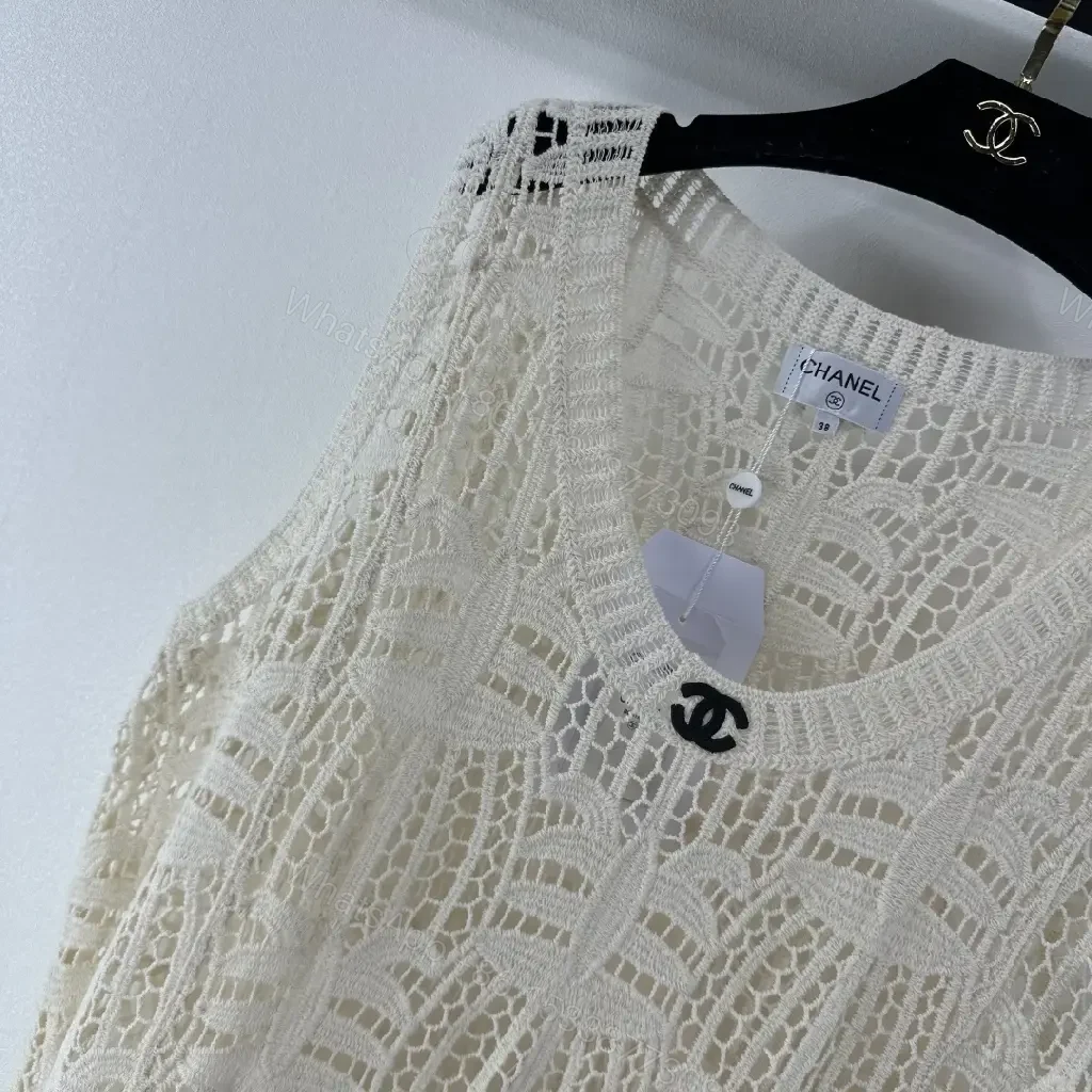View 3 of Crochet-Knit Tank Top with Couture Texture + Lightweight Luxury Top