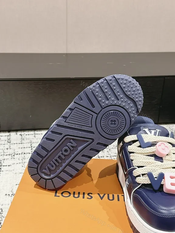View 8 of Bold Navy Caviar Leather High-Top Sneakers with LOVE Embellishments