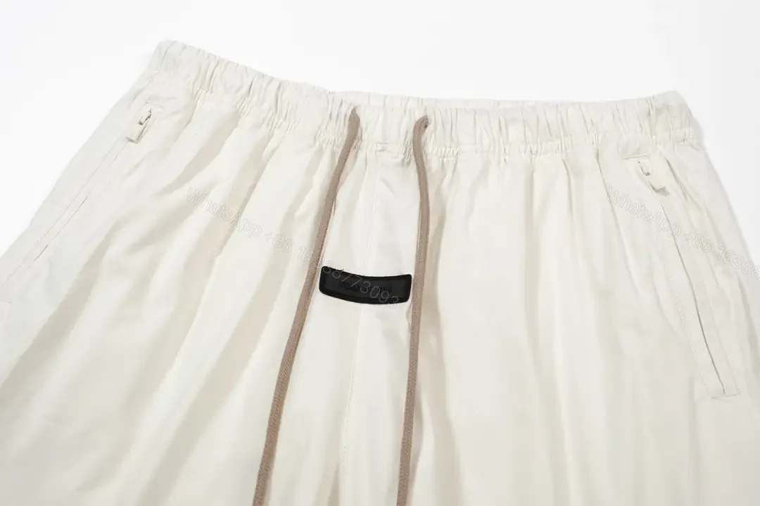 View 4 of Off-White Wide-Leg Cropped Pants with Elastic Drawstring Waist