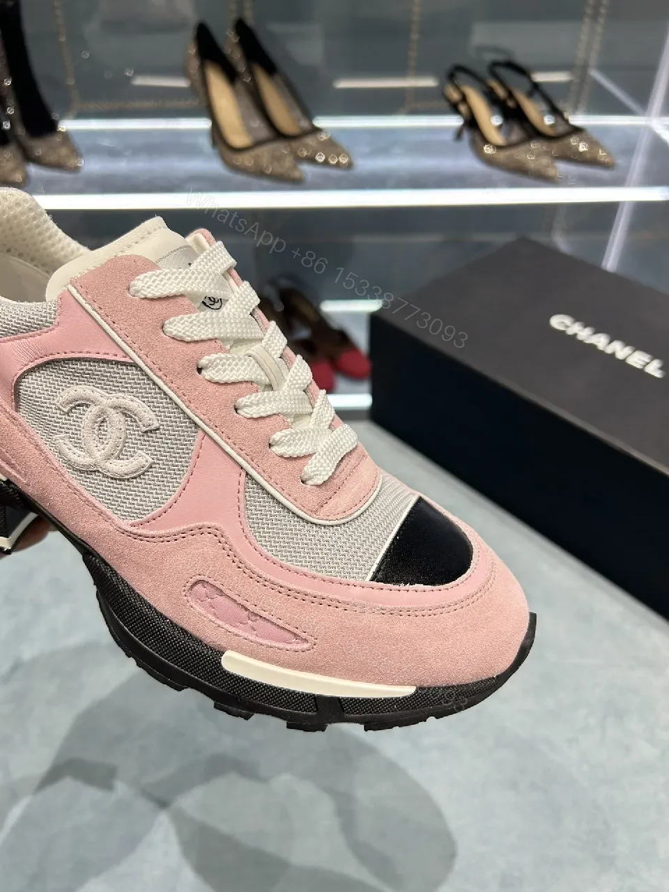 View 6 of Pink Mesh Ballerina-Style Sneaker with Luxe Quilted Detail