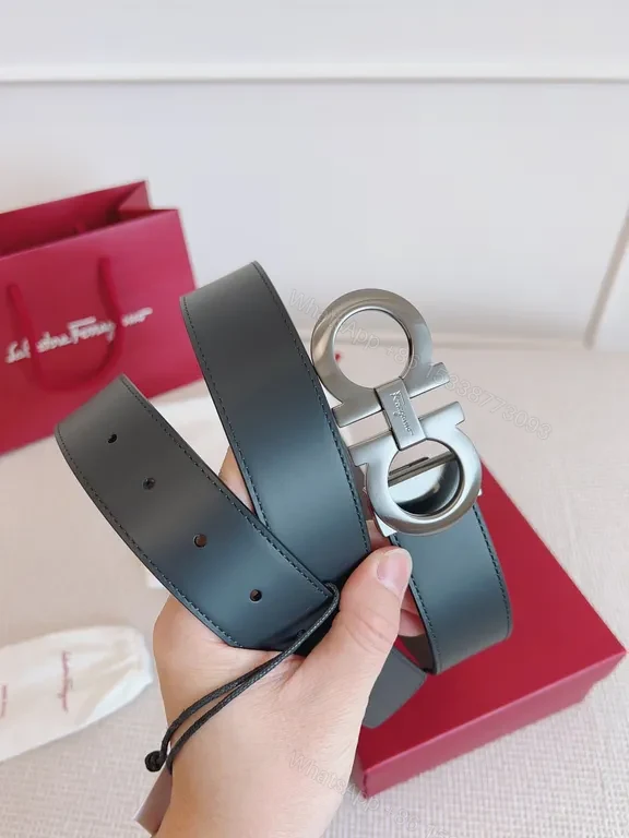 View 6 of Structured Leather Belt with Signature Ferragamo Hardware