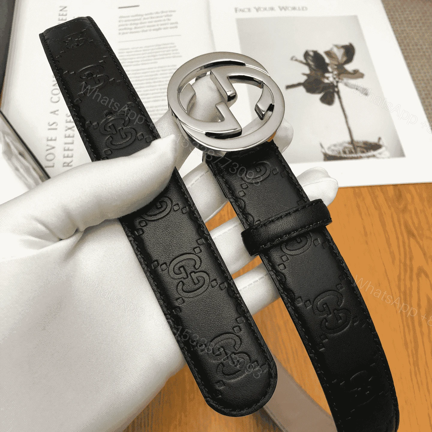 View 6 of GUCCI INTERLOCKING-G LEATHER BELT – B7