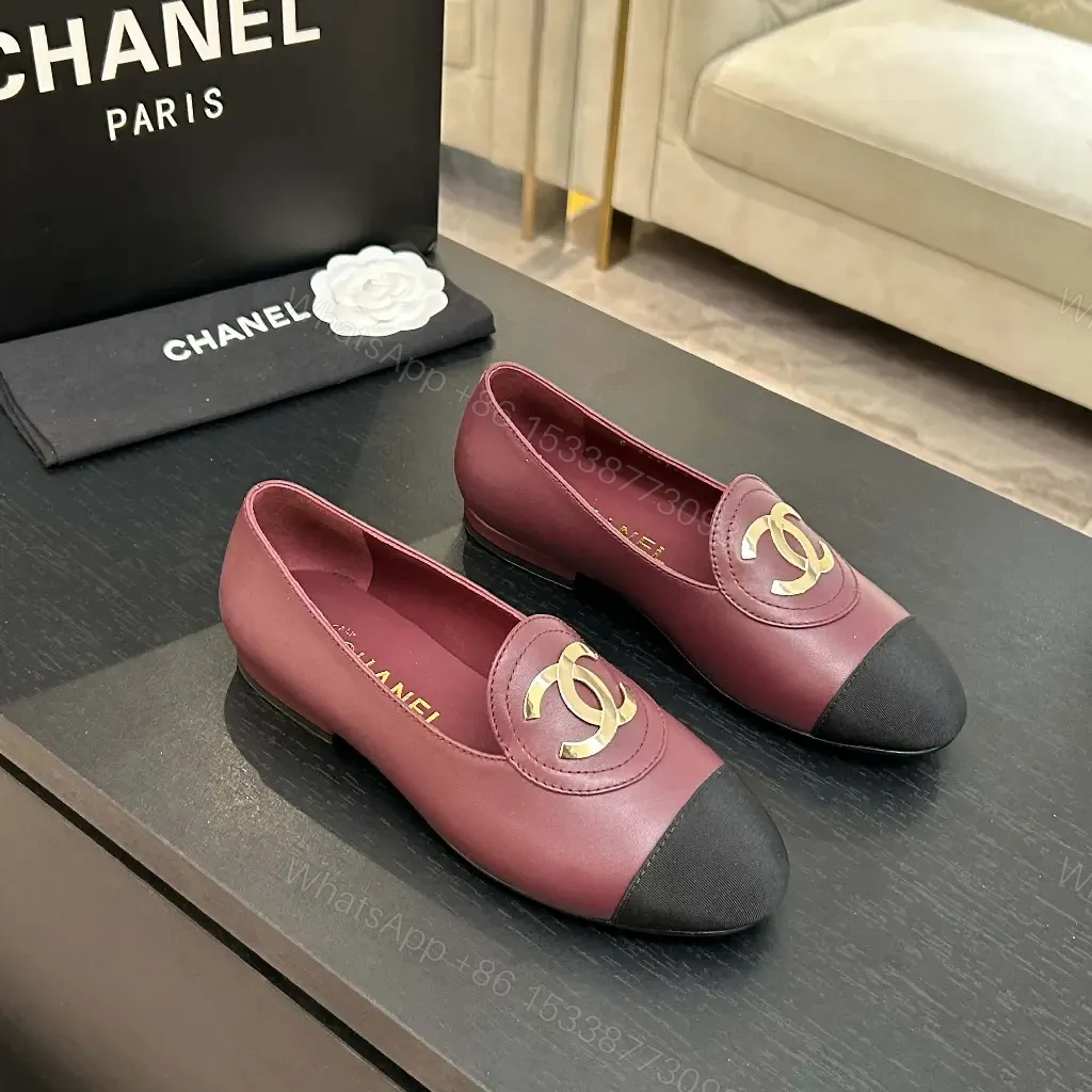 View 4 of Burgundy Leather Flat + Cap Toe + Luxury Comfort Flats
