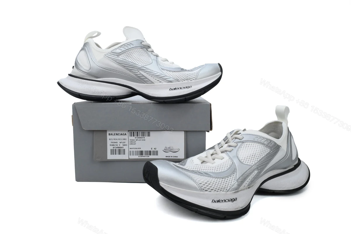 View 2 of Balenciaga Circuit Sneaker 'Worn-Out -White Silver'' 793945 WFLGY 9100