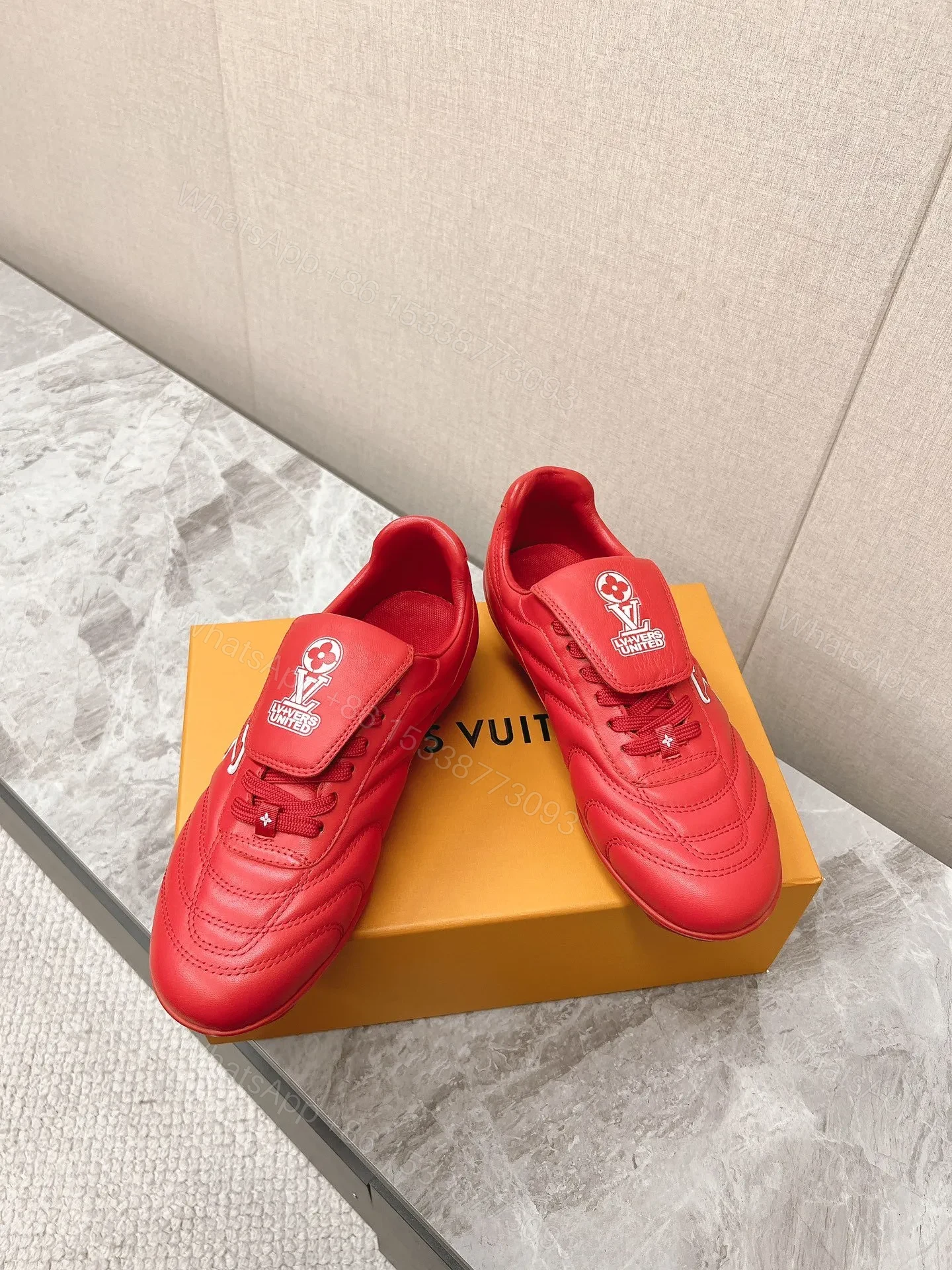 View 6 of LV Women Red Leather Sneakers
